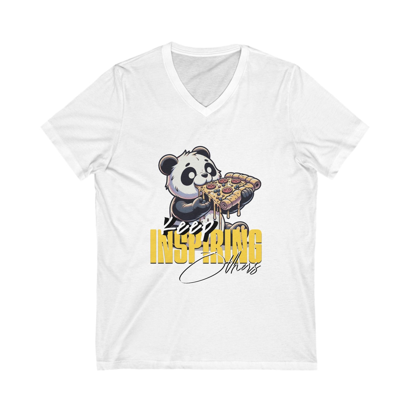 Cute Panda Inspirational Tee, Funny Panda Shirt, Keep Inspiring Tee, Casual V-Neck T-Shirt, Gift for him/her