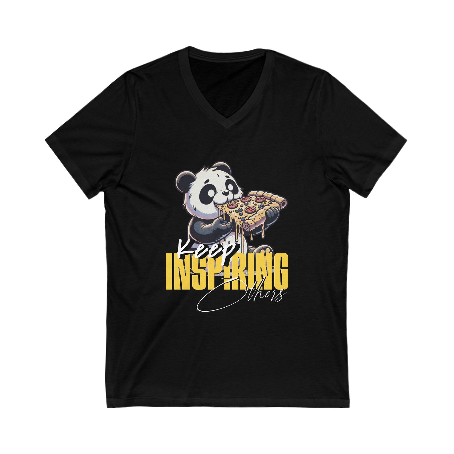 Cute Panda Inspirational Tee, Funny Panda Shirt, Keep Inspiring Tee, Casual V-Neck T-Shirt, Gift for him/her
