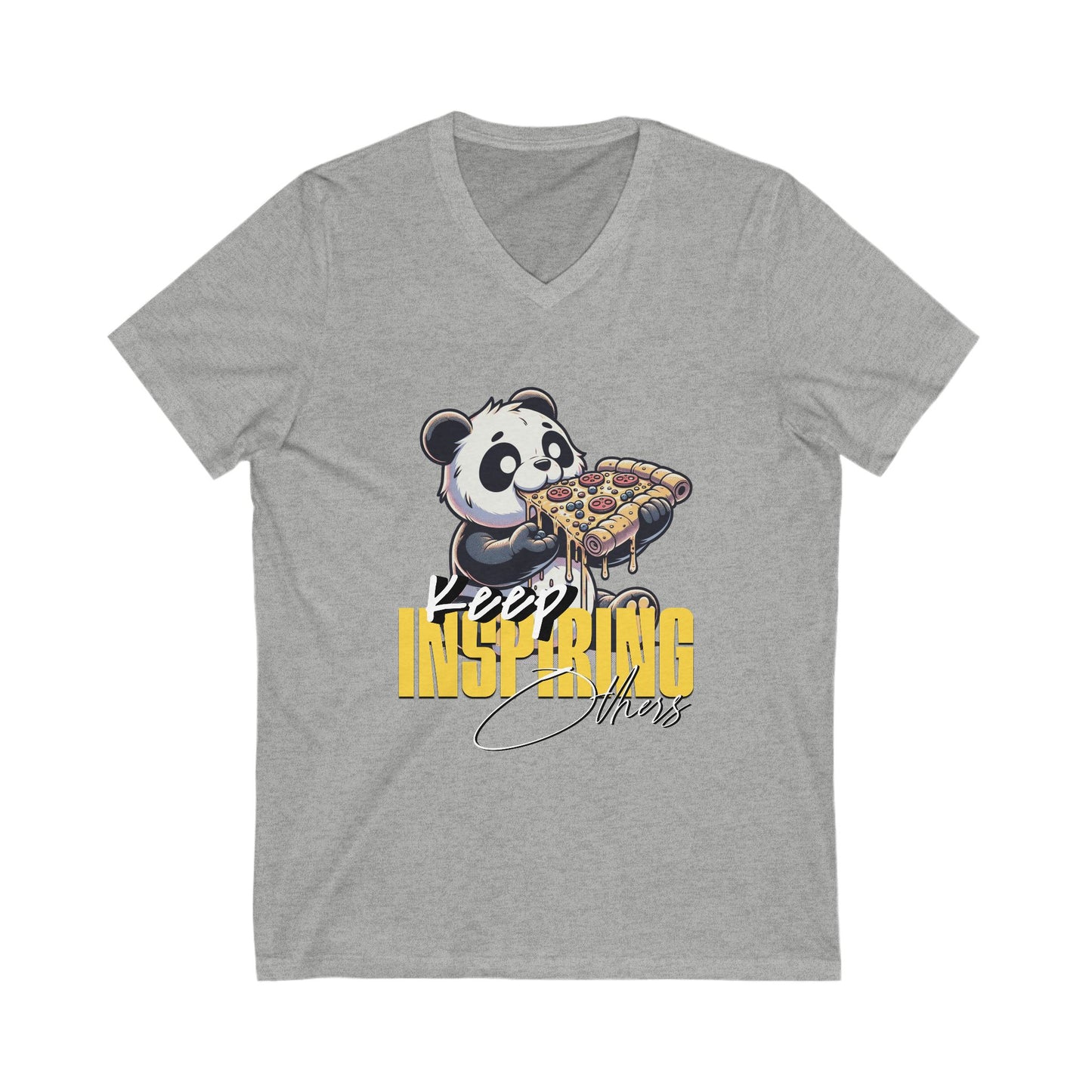 Cute Panda Inspirational Tee, Funny Panda Shirt, Keep Inspiring Tee, Casual V-Neck T-Shirt, Gift for him/her