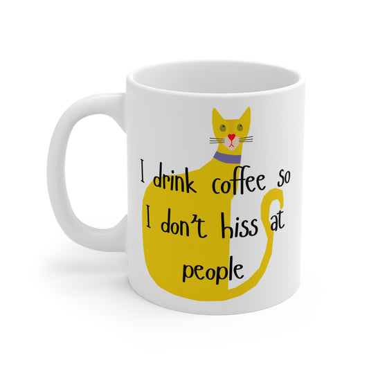 Whimsical Cat Mug - 'Approach with Caution Before My First Sip' - Perfect Gift for Cat Lovers